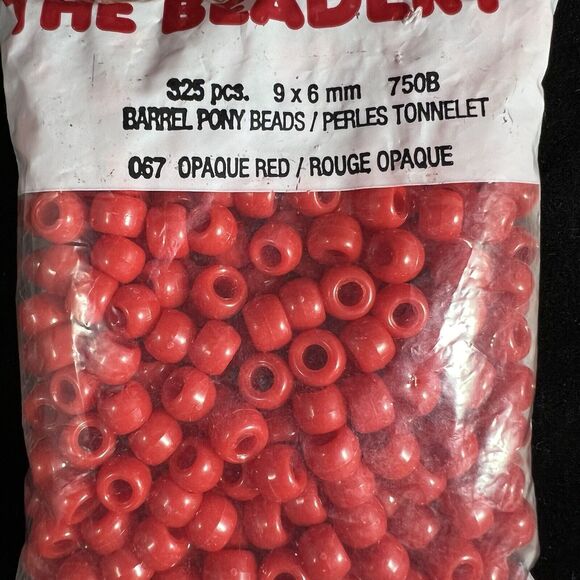 Vintage The Beadery Barrel Pony Beads 067 Opaque Red 325 Pieces - Picture 2 of 6